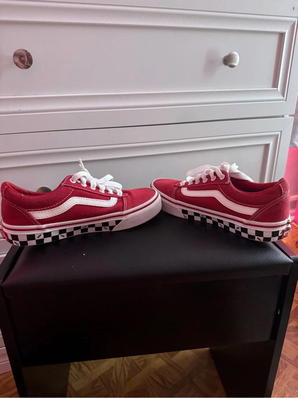 Vans Kids Old Skool Canvas Sneakers in Red and White